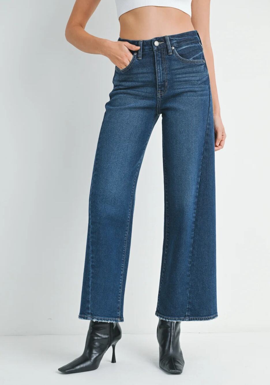 JBD Just Black Denim High Waisted Wide Leg Dark Wash Jeans Blue 31 / 12
